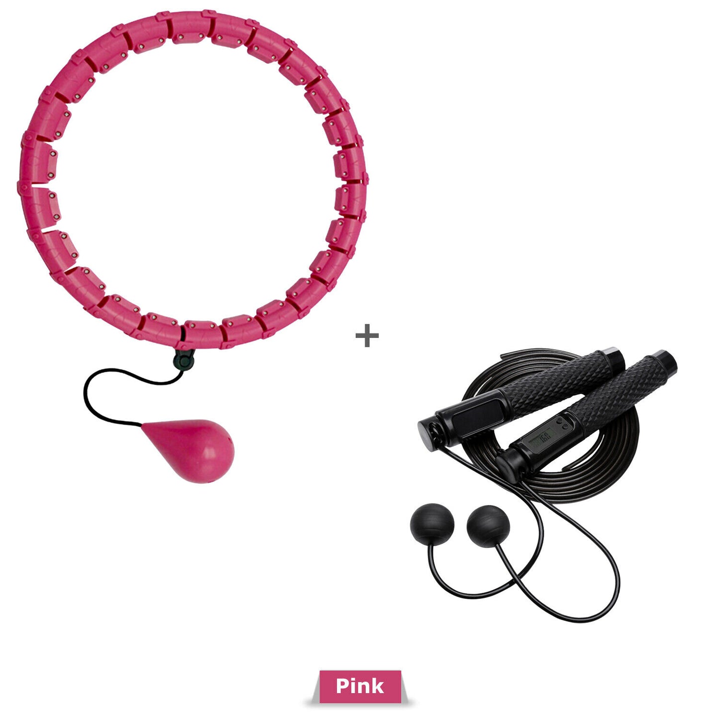 24 Knots Hula Hoop Detachable Massage Exerciser Fitness Fat Burning + Jump Rope