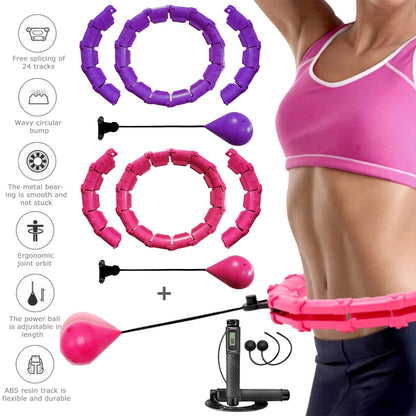 24 Knots Hula Hoop Detachable Massage Exerciser Fitness Fat Burning + Jump Rope