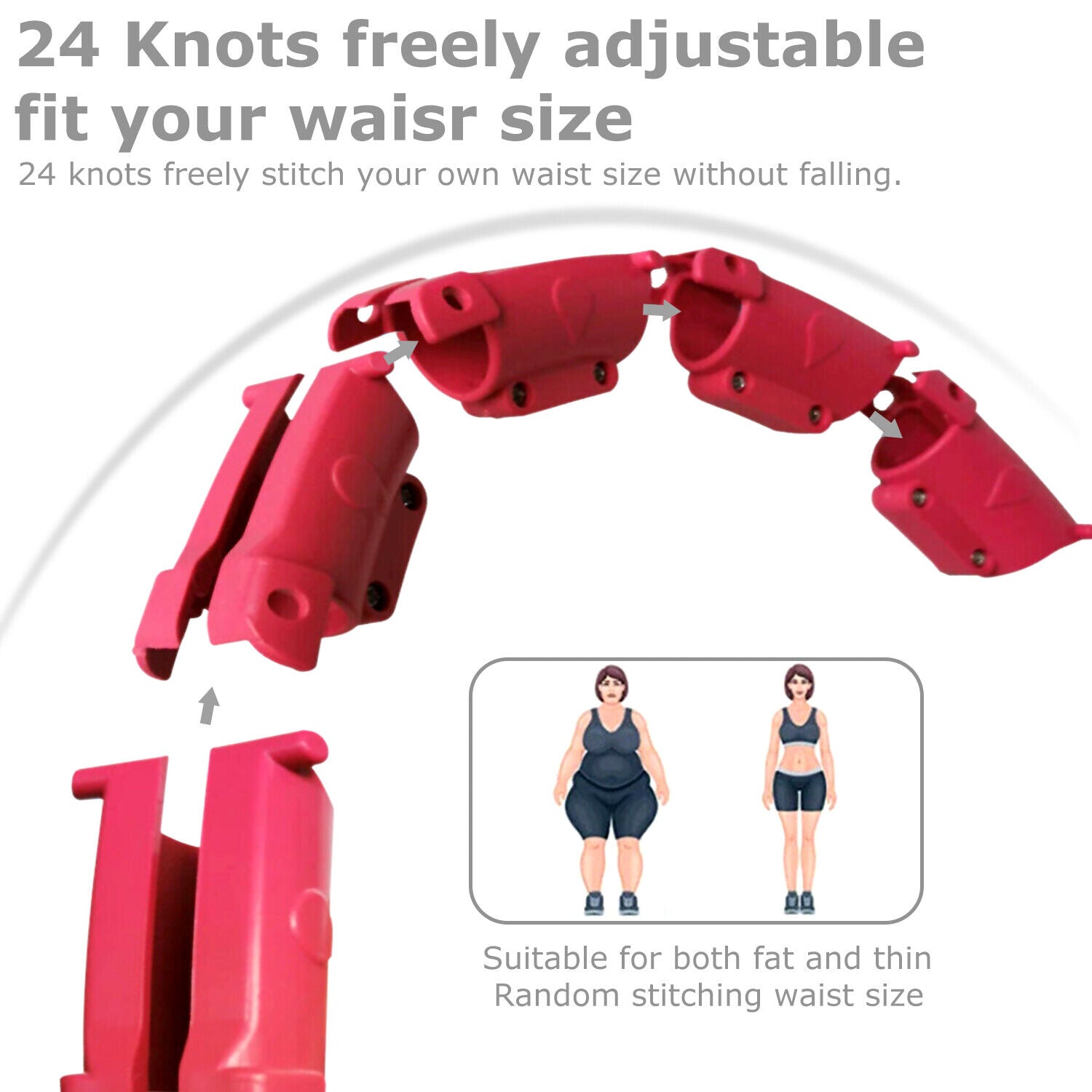 24 Knots Hula Hoop Detachable Massage Exerciser Fitness Fat Burning + Jump Rope